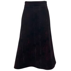 YOHJI YAMAMOTO NOIR BLACK / BURGUNDY WOOL MIDI SKIRT